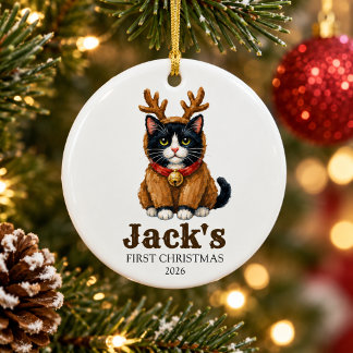 Adorno De Cerámica gato de esmoquin personalizado para el primer navi