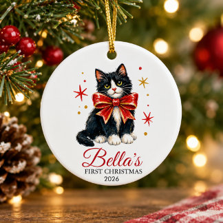 Adorno De Cerámica gato de esmoquin personalizado para su primera nav