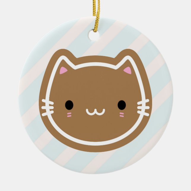 Adorno De Cerámica Gato de Gingerbread Navidades (Frente)