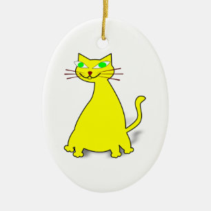 Adorno De Cerámica Gato de grasa amarillo