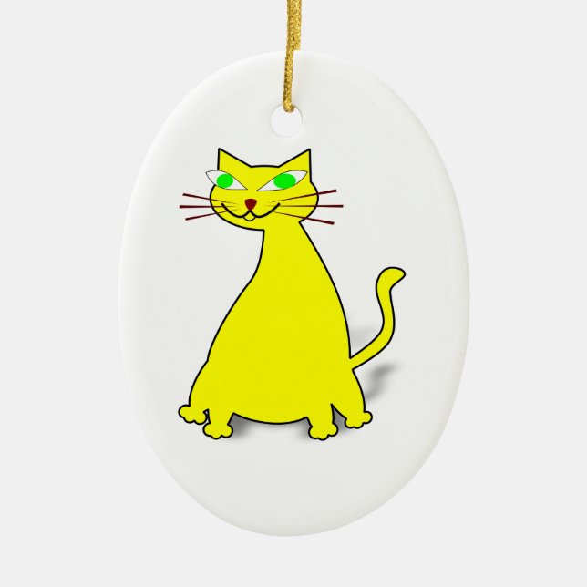 Adorno De Cerámica Gato de grasa amarillo (Frente)