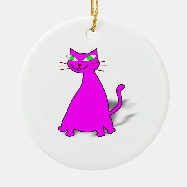 Adorno De Cerámica Gato de grasa rosa (Frente)