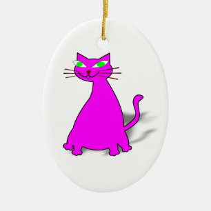 Adorno De Cerámica Gato de grasa rosa