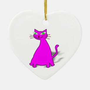 Adorno De Cerámica Gato de grasa rosa