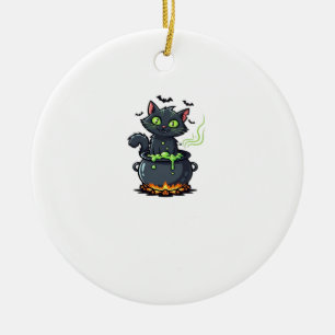 Adorno De Cerámica Gato de Halloween  Felino Espeluznante y Elegante 