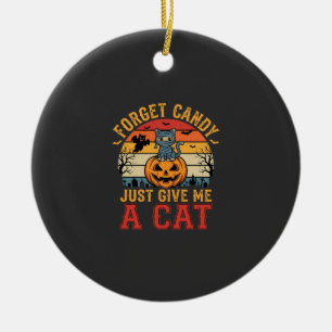 Adorno De Cerámica Gato de Halloween Olvida Caramelo Dame Un Gato_1