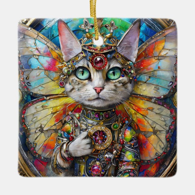 Adorno De Cerámica Gato de la Brigada Ala Mariposa de la Princesa Kit (Anverso)