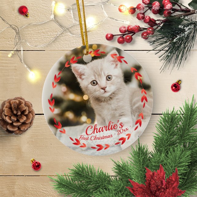 Adorno De Cerámica Gato de la Guerra Roja Primera Navidad Fotografía  (Subido por el creador)