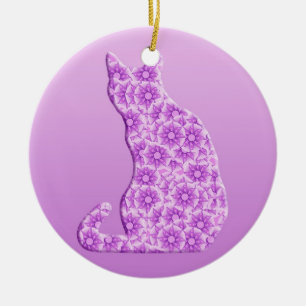 Adorno De Cerámica Gato de las ruedas - lavanda, púrpura