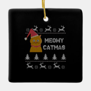 Adorno De Cerámica Gato de navidades