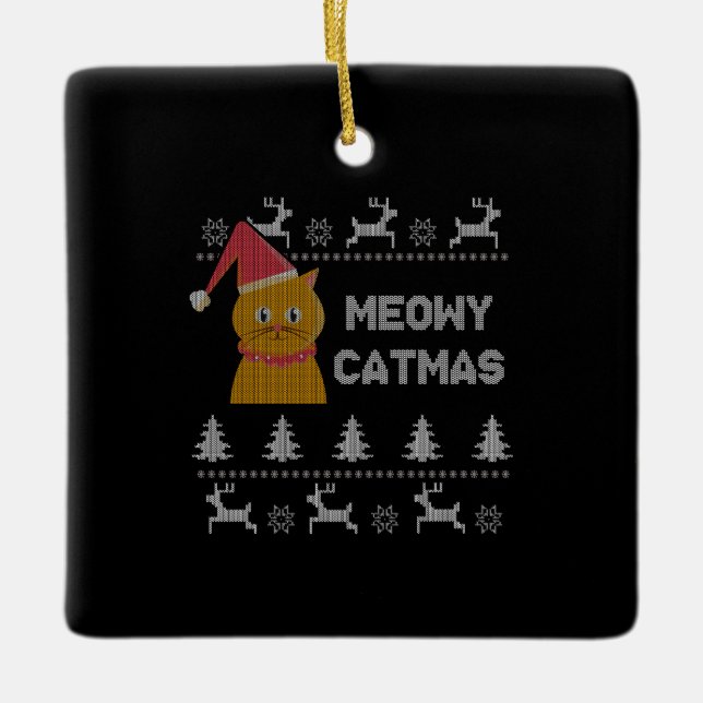 Adorno De Cerámica Gato de navidades (Anverso)