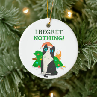Adorno De Cerámica Gato de Navidades Grumpy