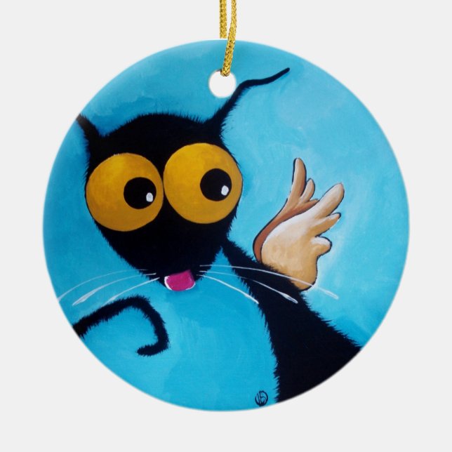 Adorno De Cerámica Gato de Stressie del ángel (Frente)