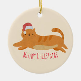 Adorno De Cerámica Gato de Tabby amarillo navidad