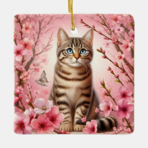 Adorno De Cerámica Gato de Tabby Gato Gatito japonés Flor de cerezo G