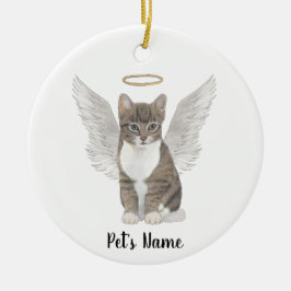 Adorno De Cerámica Gato de Tabby Gris Memorial de Simpatía