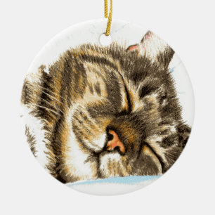 Adorno De Cerámica Gato de tabú dormido