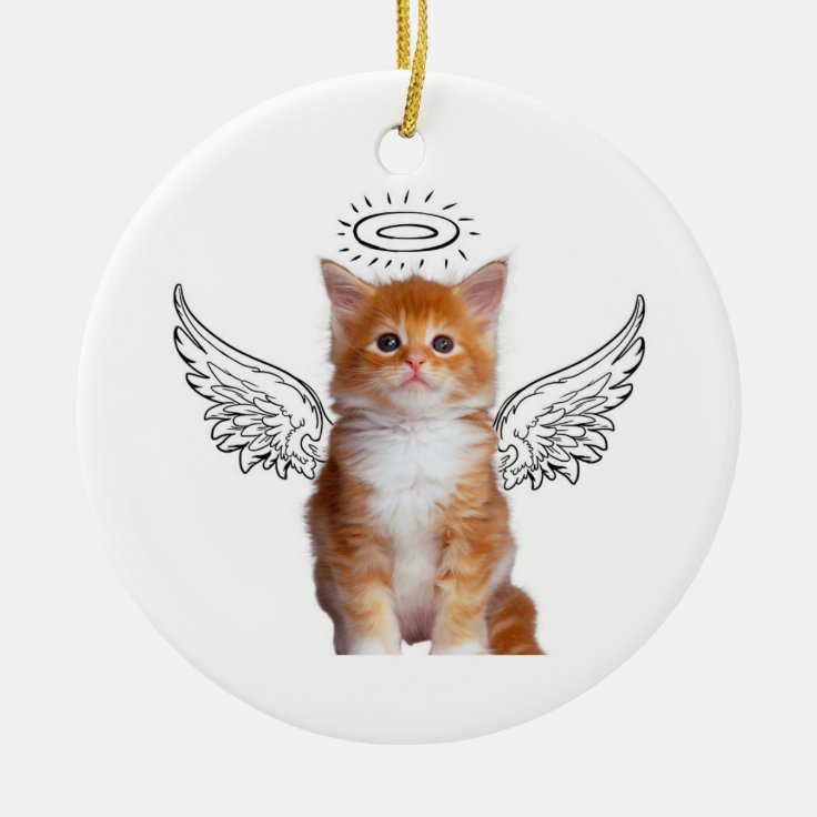 Adorno De Cerámica Gato del ángel - dibujo del gato - gato anaranjado |  