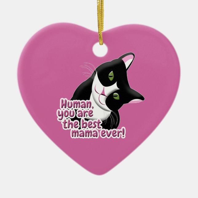 Adorno De Cerámica Gato del día de la madre (Frente)