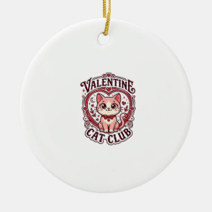 Adorno De Cerámica Gato del Día de San Valentín Diseño divertido para