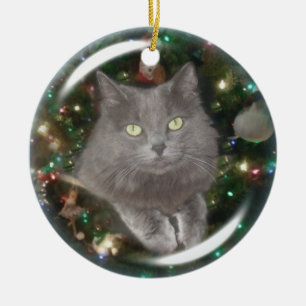 Adorno De Cerámica Gato del gris de Smokey