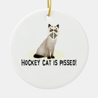 Adorno De Cerámica Gato del hockey Pissed