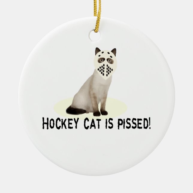 Adorno De Cerámica Gato del hockey Pissed (Frente)