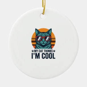 Adorno De Cerámica Gato Divertido Piensa Que Soy Genial Vintage