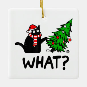 Adorno De Cerámica Gato divertido qué gato negro que se apresura en e