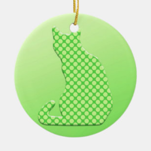Adorno De Cerámica Gato Dotty - tonos verde lima