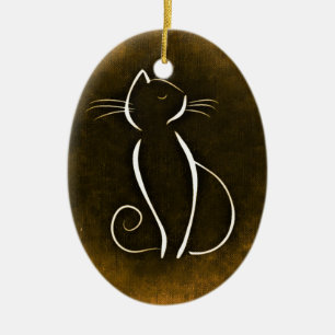Adorno De Cerámica Gato elegante, gato presumido