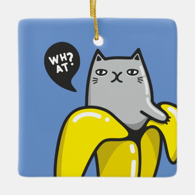 Adorno De Cerámica Gato en banana (Anverso)
