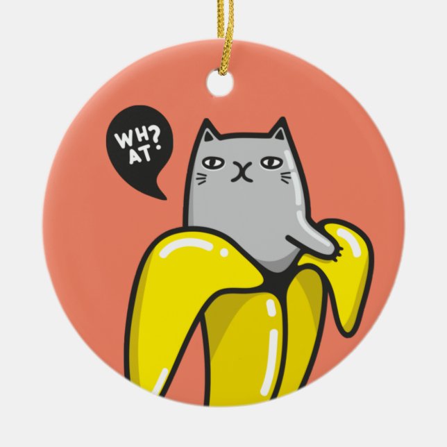 Adorno De Cerámica Gato en banana (Frente)