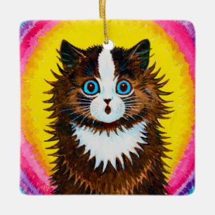 Adorno De Cerámica Gato en un arcoiris, Louis Wain