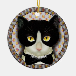 Adorno De Cerámica Gato Esmoquin  