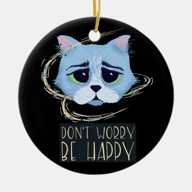 Adorno De Cerámica Gato espacial | No te preocupes por ser Navidades  (Frente)