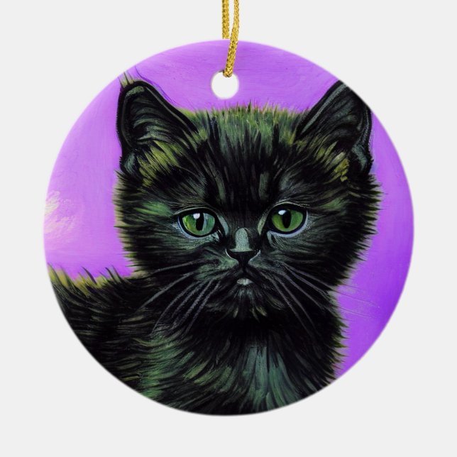 Adorno De Cerámica Gato estilo Van Gogh (Frente)