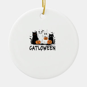 Adorno De Cerámica Gato fantasma de Halloween Catloween divertido gat