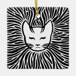 Adorno De Cerámica Gato feliz