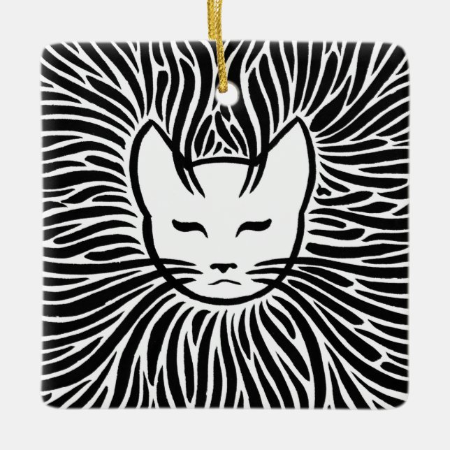 Adorno De Cerámica Gato feliz (Anverso)