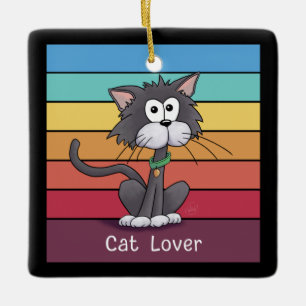 Adorno De Cerámica Gato festivo