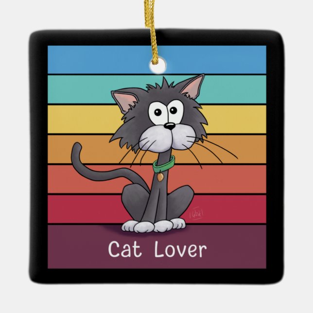 Adorno De Cerámica Gato festivo (Anverso)