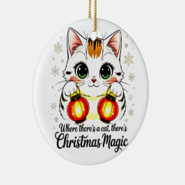Adorno De Cerámica Gato Festivo con Linternas - Cute Año Nuevo Lunar