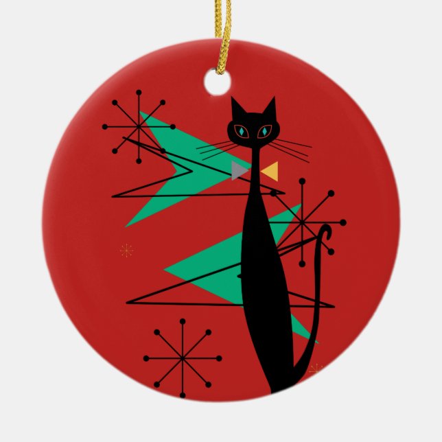 Adorno De Cerámica Gato fresco moderno R del MCM de los mediados de (Frente)