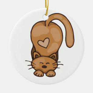 Adorno De Cerámica Gato Gatito Gatito De Color Marrón Con Corazón