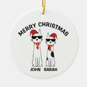 Adorno De Cerámica Gato genial personalizado Feliz Navidad