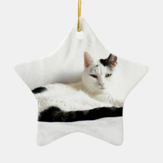 Adorno De Cerámica Gato gitano, blanco y negro relajante