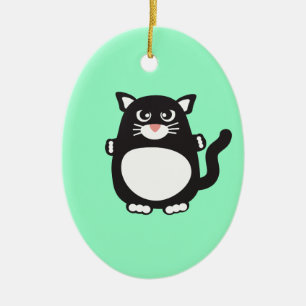 Adorno De Cerámica Gato gordo