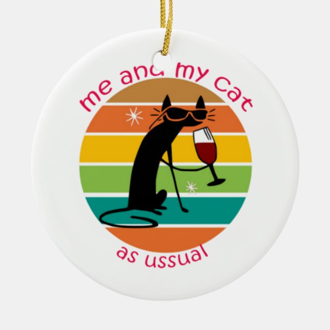 Adorno De Cerámica Gato gracioso (Frente)