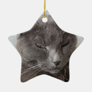 Adorno De Cerámica Gato gris